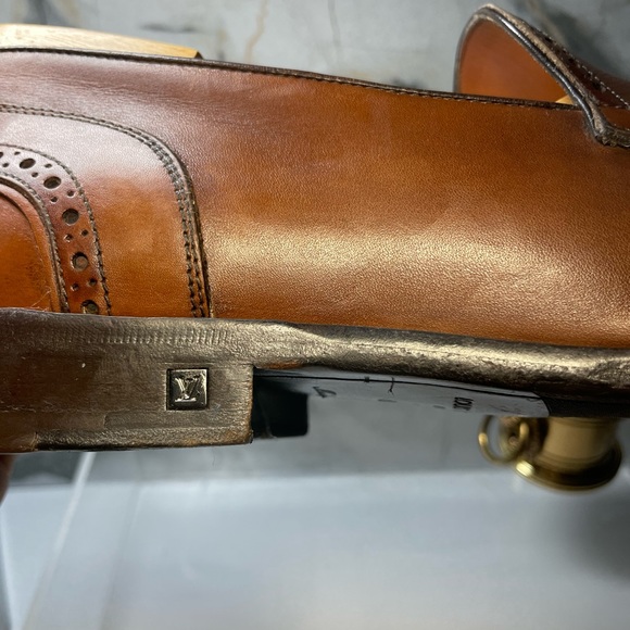 Louis Vuitton dress shoes loafers men brown leather tassel sz 8M made in italy - Picture 10 of 16